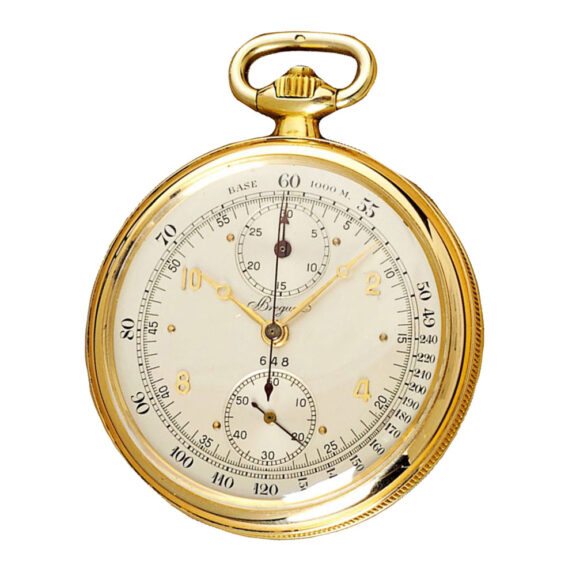 Very fine French gold watch with chronograph, Circa 1935