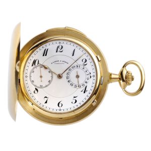 German gold quarter repeating watch with date Circa 1923
