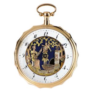 Swiss gold watch with two automatons, musical movement Circa 1810