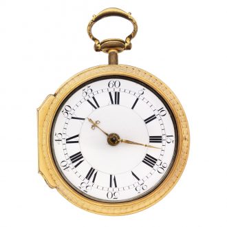 English gilt metal and enamel double cased verge watch Circa 1790