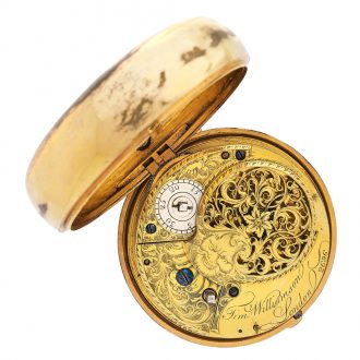 English gilt metal and enamel double cased verge watch Circa 1790