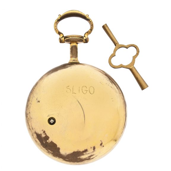 English gilt metal and enamel double cased verge watch Circa 1790 English gilt metal and enamel double cased verge watch Circa 1790