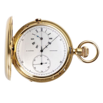 German gold hunting watch with dial and chronograph Circa 1869