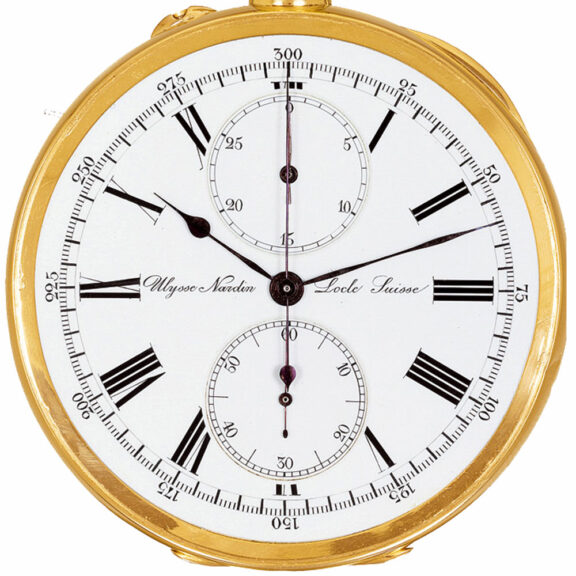 Swiss 18 carat gold chronograph lever watch Circa 1900 Swiss 18 carat gold chronograph lever watch Circa 1900