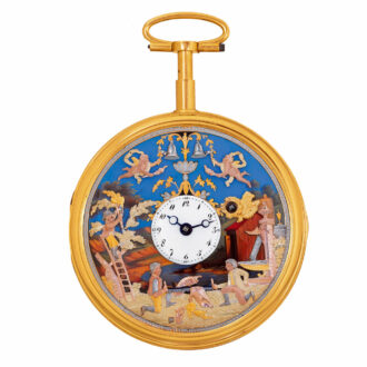 Swiss gold and enamel repeating watch with automaton Circa 1802