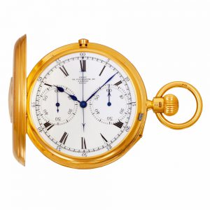 English gold watch with chronograph and register Circa 1911