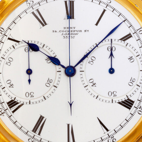 English gold watch with chronograph and register Circa 1911 English gold watch with chronograph and register Circa 1911