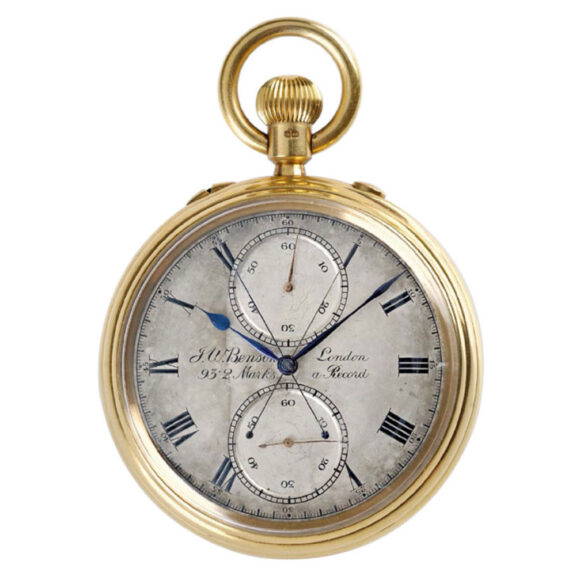 English gold precision watch with split seconds chronograph Circa 1902