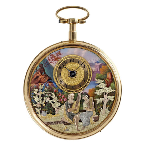 Swiss watch with musical movement and three automatons Circa 1810 Swiss watch with musical movement and three automatons Circa 1810