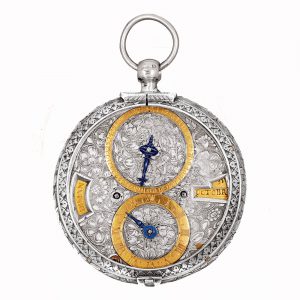 French silver pre hairspring verge with triple date Circa 1660