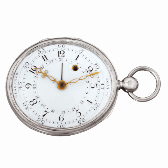 French rare silver oval verge watch with date Circa 1790