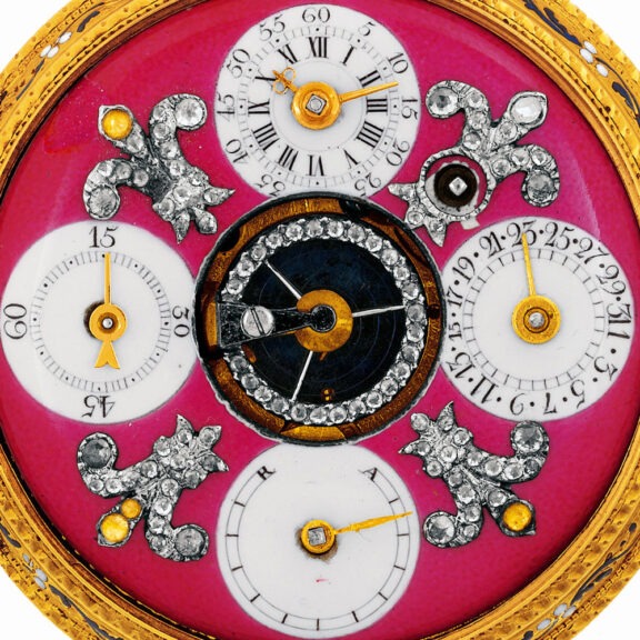 Very rare Swiss gold double-dialled cylinder watch Circa 1780 Very rare Swiss gold double-dialled cylinder watch Circa 1780