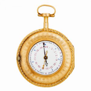 Rare French gold double dialed cylinder watch Circa 1780