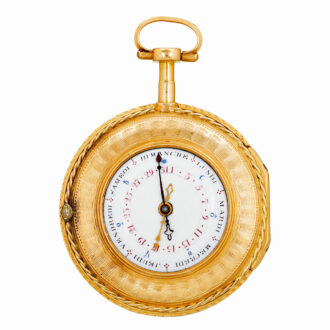 Rare French gold double dialed cylinder watch Circa 1780