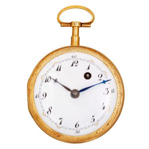 Gold watch with ivory movement and visible cock Circa 1800