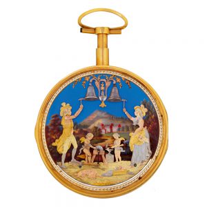 Swiss gold quarter repeating automaton watch Circa 1800