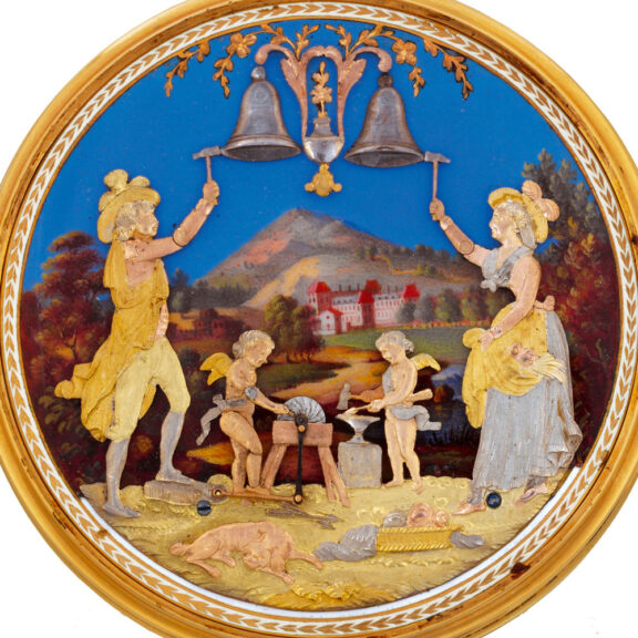 Swiss gold quarter repeating automaton watch Circa 1800 Swiss gold quarter repeating automaton watch Circa 1800