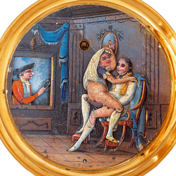 Swiss gold repeating watch with erotic automaton Circa 1790 Swiss gold repeating watch with erotic automaton Circa 1790