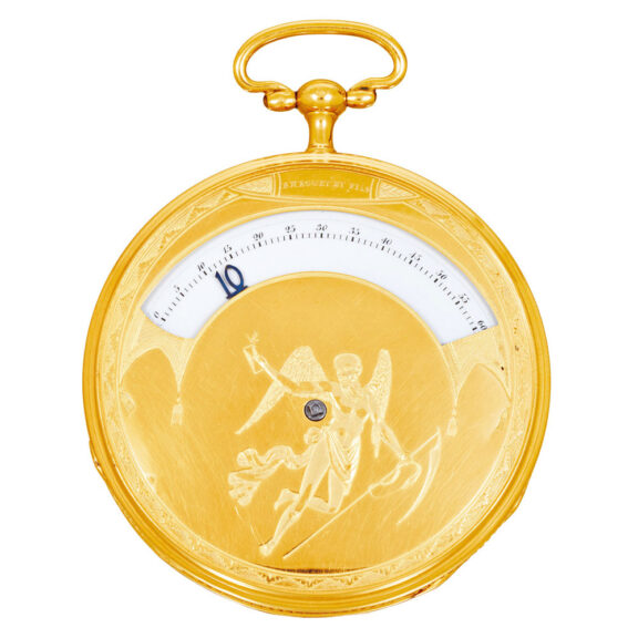 French 18 carat gold watch with wandering hours Circa 1820