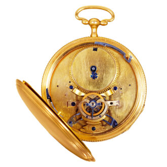 French 18 carat gold watch with wandering hours Circa 1820