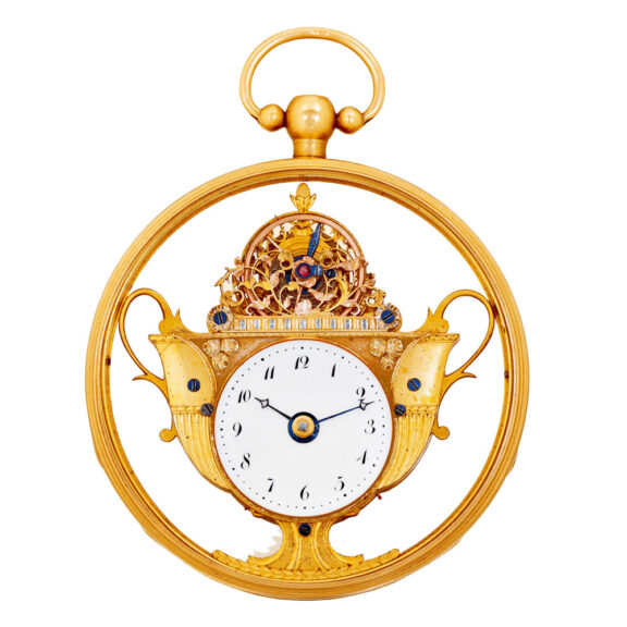 Swiss gold and enamel key wind pocket watch Circa 1820 Swiss gold and enamel key wind pocket watch Circa 1820