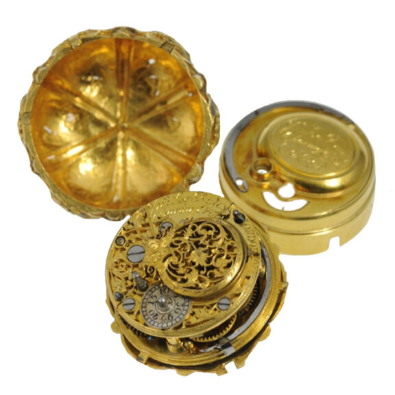English 21k gold and polychrome enamel watch Circa 1640 English 21k gold and polychrome enamel watch Circa 1640
