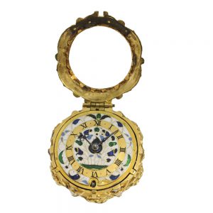 English 21 Carat gold and polychrome enamel watch Circa 1640