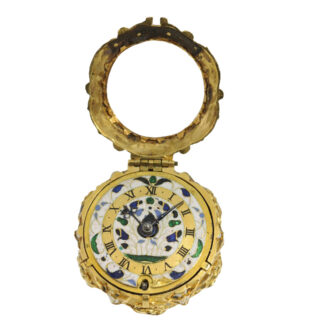 English 21 Carat gold and polychrome enamel watch Circa 1640