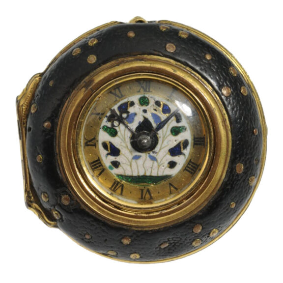 English 21k gold and polychrome enamel watch Circa 1640 English 21k gold and polychrome enamel watch Circa 1640