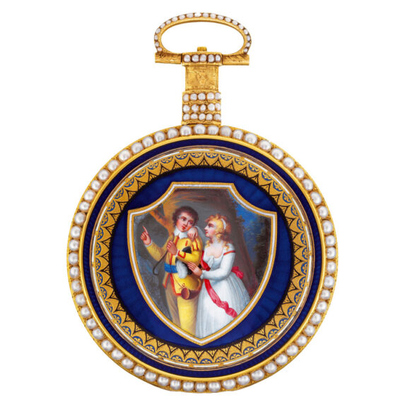 Fine English gold enamel and pearl-set watch Circa 1820 Fine English gold enamel and pearl-set watch Circa 1820