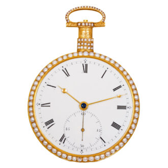 Fine English gold enamel and pearl-set watch Circa 1820 Fine English gold enamel and pearl-set watch Circa 1820