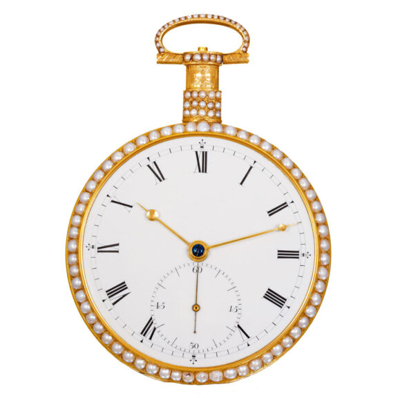 Fine English gold enamel and pearl-set watch Circa 1820 Fine English gold enamel and pearl-set watch Circa 1820