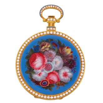 Swiss gold, enamel and pearl set watch by Bovet Circa 1850