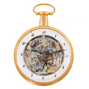 Swiss gold skeletonized repeating automaton watch Circa 1820
