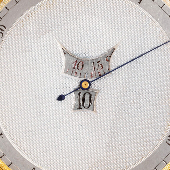 Watch with digital hours and wondering minutes Circa 1830 Watch with digital hours and wondering minutes Circa 1830
