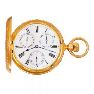 Swiss gold watch with montre à tact and calendar Circa 1870