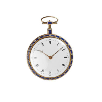 Swiss gold enamel watch with a rare 8 day power reserve Circa 1810