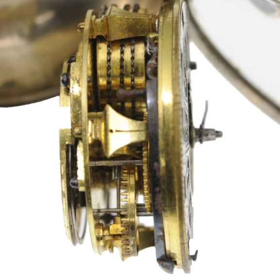English silver verge open faced pocket watch Circa 1696 English silver verge open faced pocket watch Circa 1696