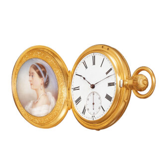 Swiss gold watch with 5 painted enamel miniatures Circa 1880