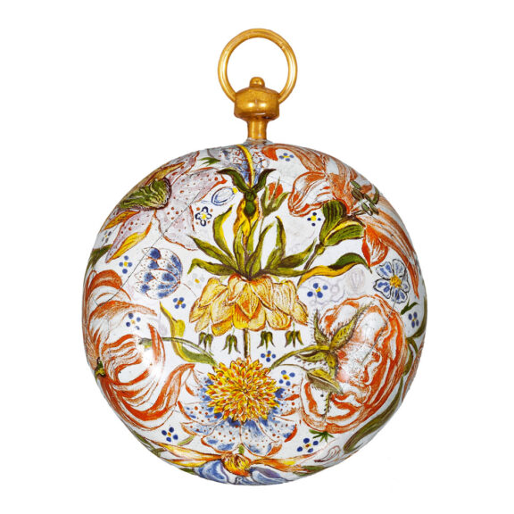 Dutch gold and enamel watch with leather box Circa 1670