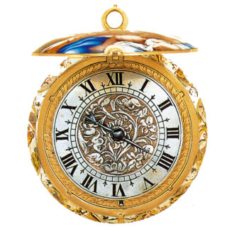 French gold with polychrome enamel scenes watch Circa 1640