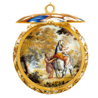 French gold with polychrome enamel scenes watch Circa 1640