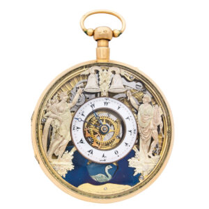 Swiss 18K gold quarter repeating automaton watch Circa 1820