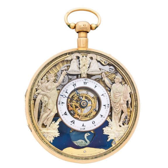 Swiss 18K gold quarter repeating automaton watch Circa 1820