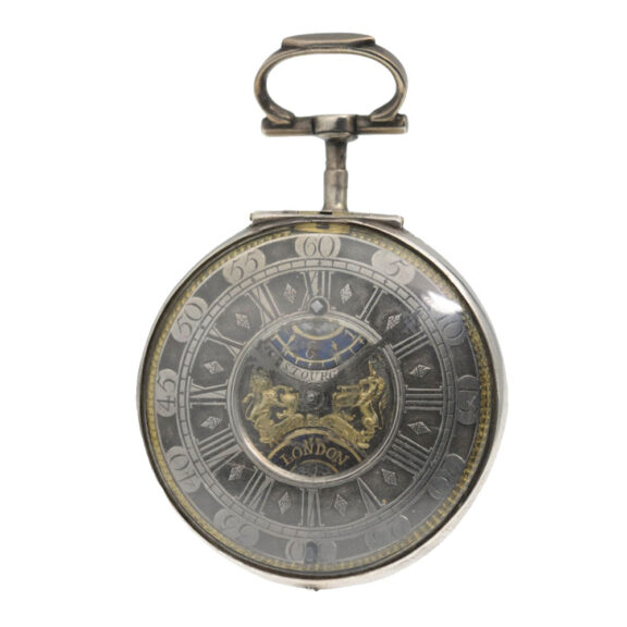 English silver verge open faced pocket watch Circa 1696 English silver verge open faced pocket watch Circa 1696