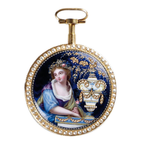 Swiss gold pair cased gold enamel pocket watch Circa 1800
