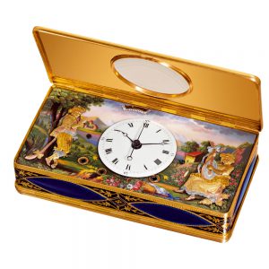 Swiss 18K gold musical snuffbox with automaton Circa 1810