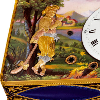 Swiss 18K gold musical snuffbox with automaton Circa 1810