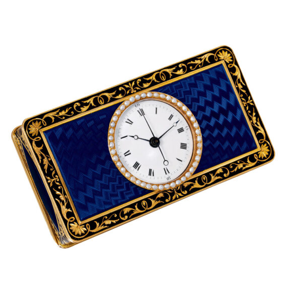 Swiss 18K gold musical snuffbox with automaton Circa 1810 Swiss 18K gold musical snuffbox with automaton Circa 1810