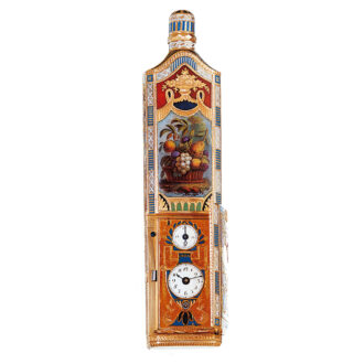 Swiss 18 carat gold and enamel perfume flask with watch Circa 1810